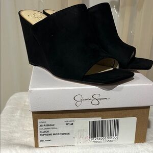 Jessica Simpson Aishia 2 Black Microsuede Mule Heels | Brand New | Size 8.5